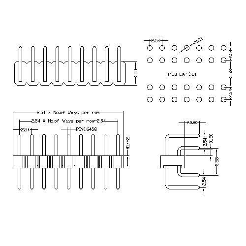 2.54mm Pin Header Dual Row U Type