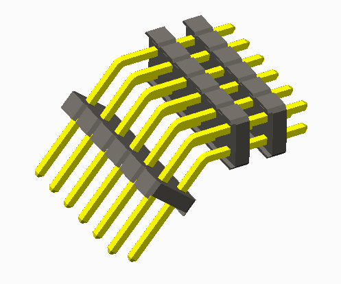 2,54 mm pin Header trostruko plastični savijen 130 stepeni